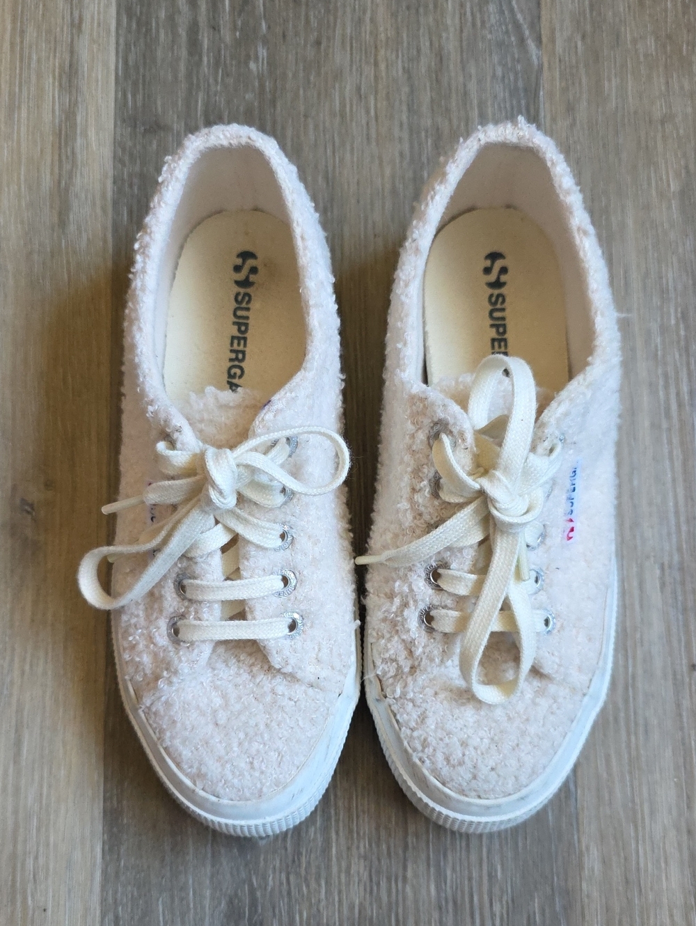 Superga Cream Sherpa Low-Top Sneakers